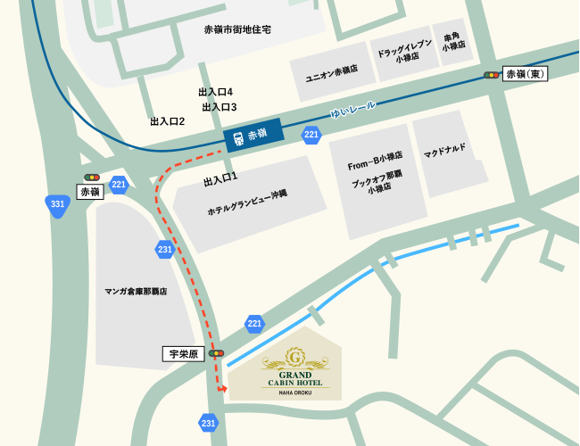 沖縄都市モノレール「赤嶺駅」周辺マップ