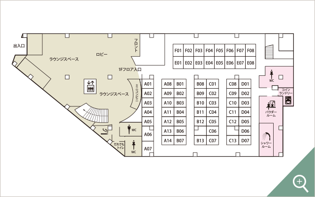 1F　フロント・ラウンジ・女性専用フロア